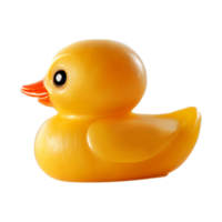 A small yellow rubber duck with a red beak on transparent background png