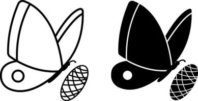 Silk Icons. Black and White Illustration. Silkworm Butterfly and Cocoon. Natural Fabric. Material Characteristics Concept vector