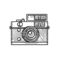 Vintage Camera Line Art in Engraving Design vector