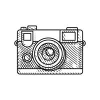 Classic Camera Line Art in Engraving Style vector