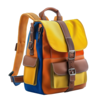 Vibrant Backpack With Multiple Pockets Displayed on a Plain Background png