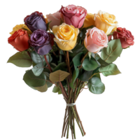 Beautiful Bouquet of Assorted Artificial Roses With Varying Colors and Textures Displayed Attractively png