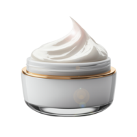 Moisturizing Cream in a Round Glass Container With a Smooth White Texture and Golden Lid png