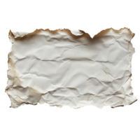 Crumpled and Burned Paper With Irregular Edges Lying on a Flat Surface png