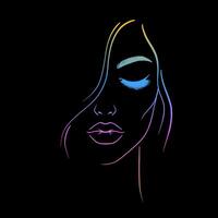 Sketch of a woman's face in a gradient color palette. vector