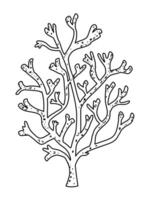 Algae, coral. Abstract contour drawing. Doodle, sketch, outline, black and white image vector