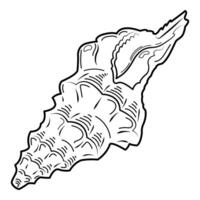 Spiral rapan shell. Abstract contour drawing. Doodle, sketch, outline, black and white image. vector