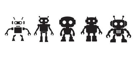 Silhouette set of futuristic robots with artificial intelligence and advanced technology vector