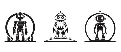Artificial intelligence robot silhouettes with futuristic sci-fi and automation concepts vector