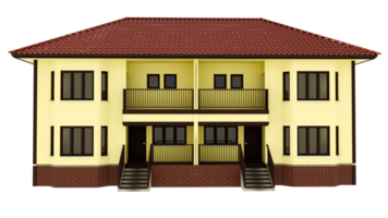 3d render yellow apartment building with transparent background png