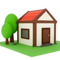 3d render small house with transparent background png