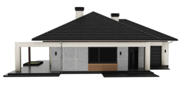3d render modern gray house with transparent background png