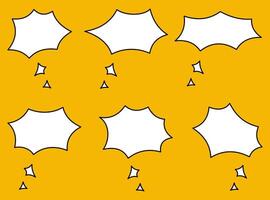 Comic Speech Bubbles Set. Blank White Chat Balloons with Black Outline on Yellow Background for Pop Art Style, Cartoon Dialog, Communication, Message, and Text Box Design vector