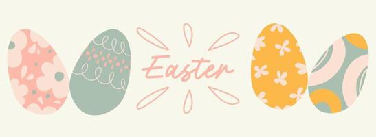 Easter banner with eggs. Easter egg pattern template. vector
