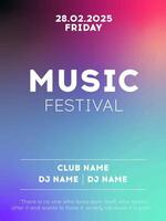 A vibrant and dynamic music festival poster design featuring a gradient background vector