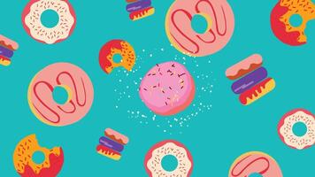 Donut illustration, Dessert collection. Break time with top view of sweet dough. It can be preferred as an American service. vector