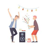 Men On Party Dancing And Exploding Firecracker Illustration Cartoon Character vector