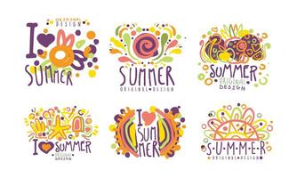 Bright Summer Labels with Original Design Set vector