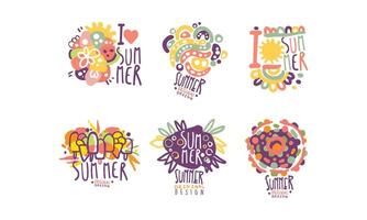 Bright Summer Labels with Original Design Set vector