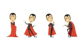 Count Dracula Cartoon Character in Different Poses Set vector
