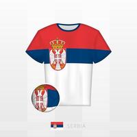 Football uniform of national team of Serbia with football ball with flag of Serbia. Soccer jersey and soccerball with flag. vector
