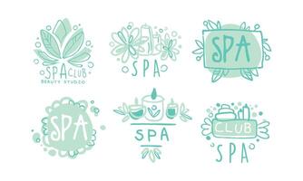 Spa Club Labels or Logos Design Set vector
