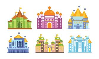 Medieval Castles Set For Design and Web Isolated on White Background. vector
