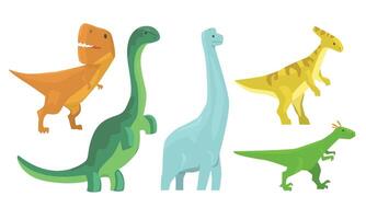 Animated Dinosaurus Of Different Types Illustration Set Cartoon Character vector