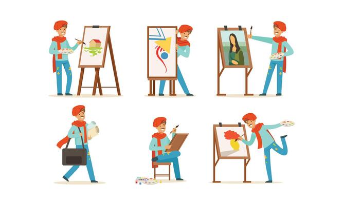 Artist Character Painting on Canvas Set