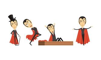 Count Dracula Cartoon Character in Different Poses Set vector