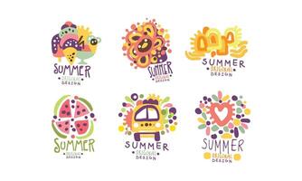 Bright Summer Labels with Original Design Set vector