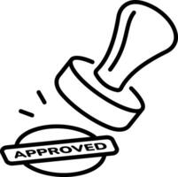 A linear style icon of approval stamp vector
