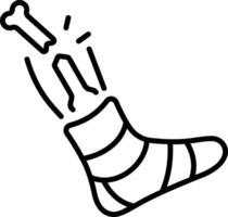 Foot bone fracture icon in linear style vector