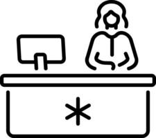 A line style icon of a character standing at clinic reception counter vector