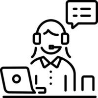 Customer assistant support icon in linear style vector