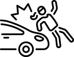 A line style icon showing car accident of a character vector