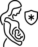 A line style icon of coffin depicting funeral coverage vector
