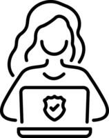 Online insurance service icon in linear style vector