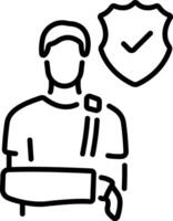 A line style icon of a character depicting injury insurance vector