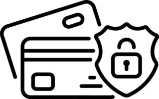 A line icon of credit cards with lock showing secure payment vector