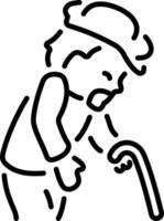 A line style icon of an elderly character depicting retirement coverage vector