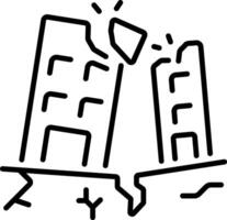 Earthquake destruction icon in linear style vector