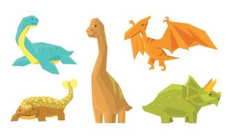 Set With Different Types Of Dinosaurus Illustration Cartoon Character vector