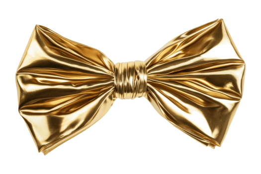 Golden bow decoration studio image isolated elegant png