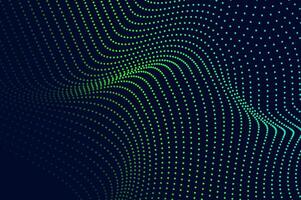 Abstract background molecule flowing dots particle wave blue and light green. Technology, biology, science and dynamic illustration concept. vector