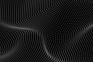 Abstract molecule flowing dots particle wave black and white. Technology, biology, science and dynamic illustration concept. vector