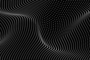 Abstract molecule background flowing dots particle wave black and white. Technology, biology, science and dynamic illustration concept. vector