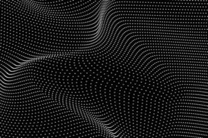 Abstract background molecule flowing dots particle wave black and white. Technology, biology, science and dynamic illustration concept. vector