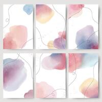 Hand drawn abstract backgrounds. Set of watercolor templates with place for text. Modern frames with watercolor stains vector