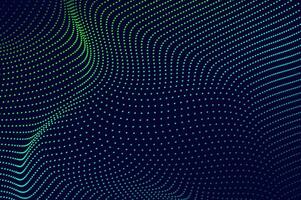 molecule background flowing dots particle wave blue and light green. Technology, biology, science and dynamic illustration concept. vector